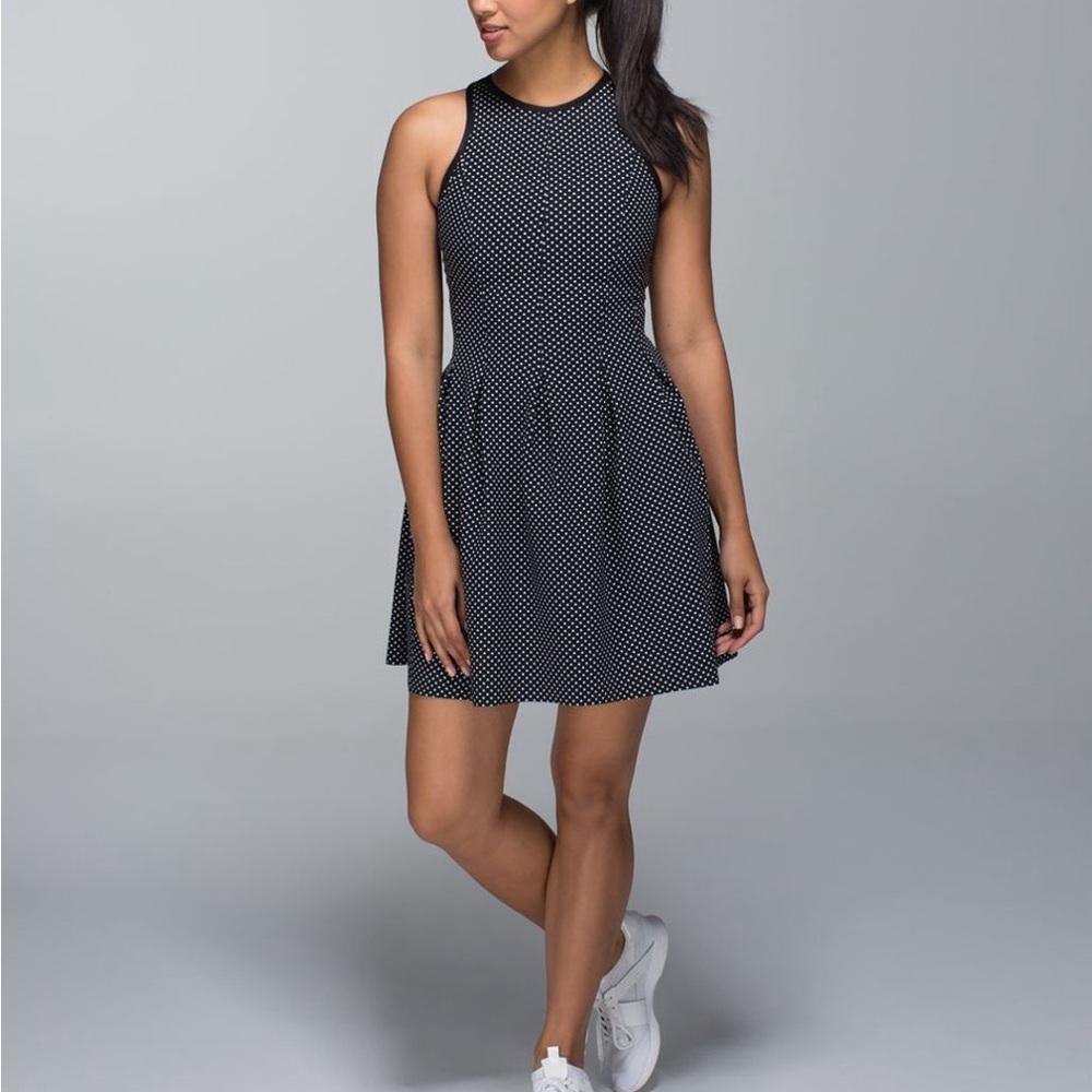 Lululemon Black Polkadot Here to There Mini Dress Has Pockets Small
